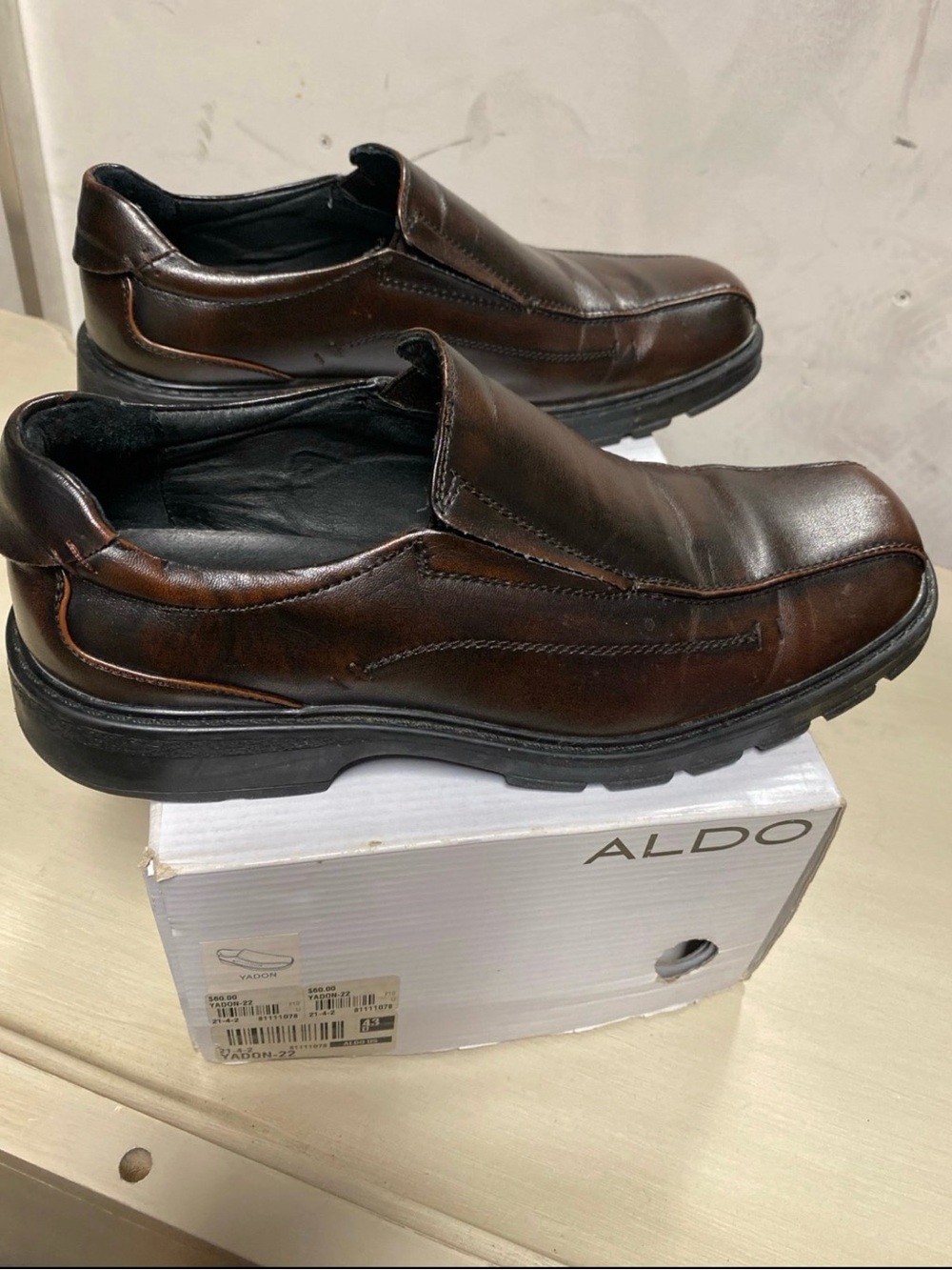 Aldo Men's Dark Brown Slip-On Leather Loafers